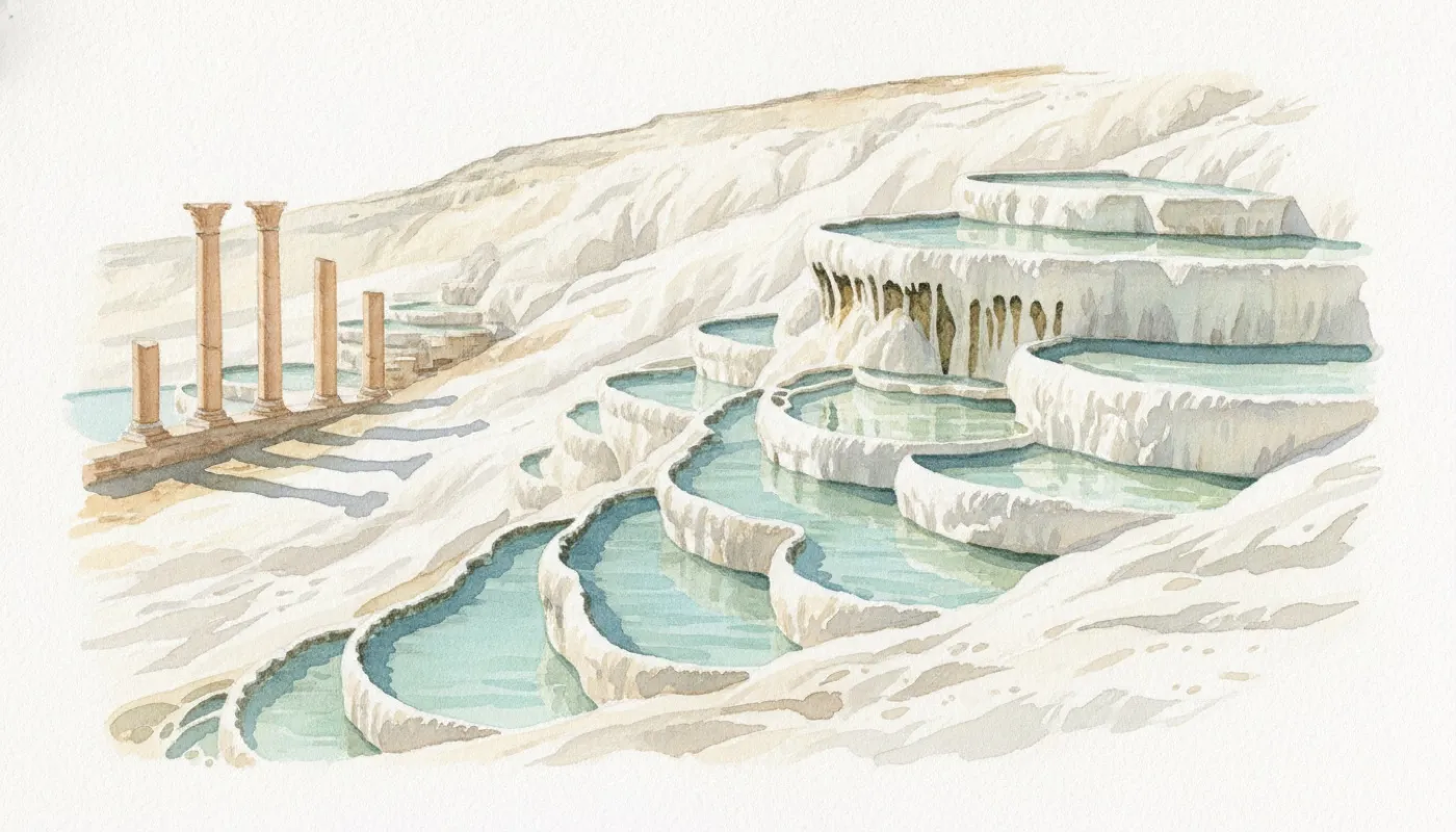 The travertine terraces of Pamukkale